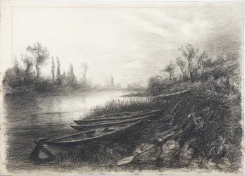 Flusslandschaft mit Booten, ca. 1916